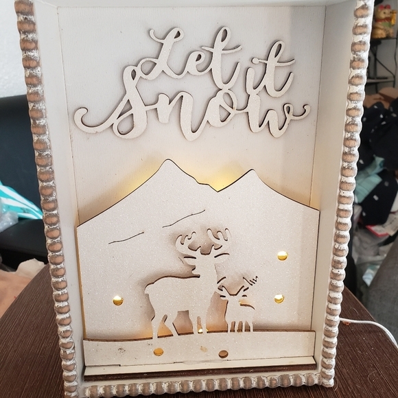Light Up Let it Snow Sign with Snow Drifts and Reindeer - Picture 2 of 6